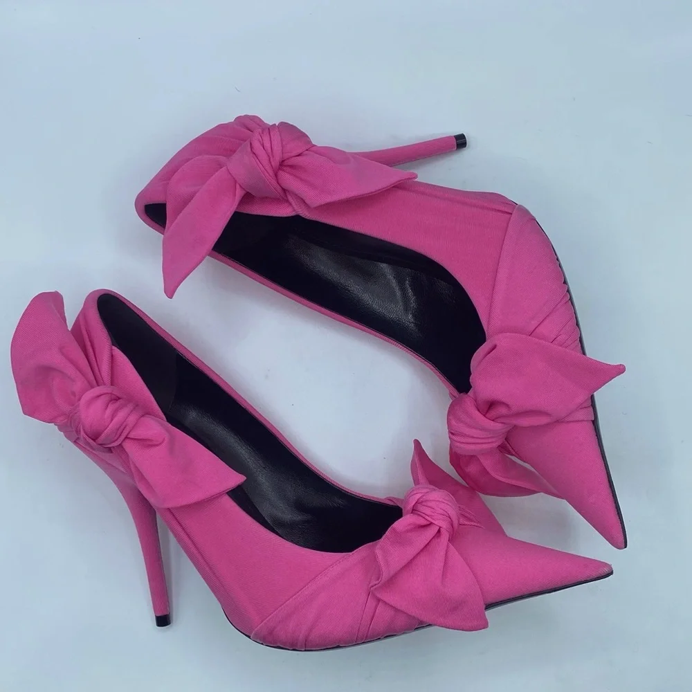 Balenciaga Knife Pointed Toe Knot Pink Pumps